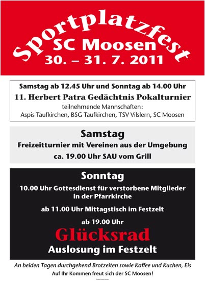 Plakat "Sportplatzfest Moosen" 30. & 31. Juli