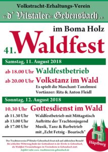 WaldfestTrachtenverein Gebensbach 2018
